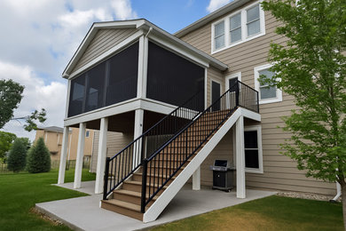 Inspiration for a backyard second story privacy deck remodel
