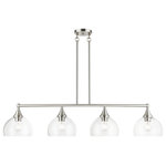 Livex Lighting Inc. - 4 Light Brushed Nickel Large Linear Chandelier - This four light linear chandelier from the Glendon collection has understated elegance. It features minimal details, clear curved glass with a brushed nickel finish and can fit into any decor.