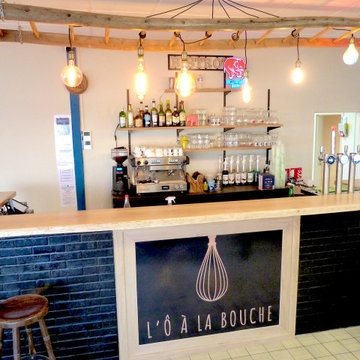Comptoir de bar de campagne en chêne massif