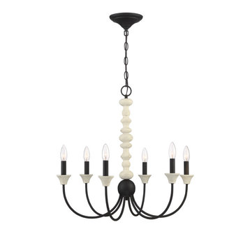 Meadow Place 6-Light Traditional Chandelier in Cottage White with Espresso