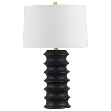 TRC-261T-MB 1 Light Incandescent Table Lamp, Matte Black with White Shade