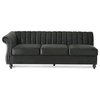 Jenera Modern Glam Velvet Channel Stitch Sectional Sofa Set, Black + Dark Brown