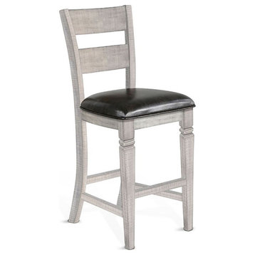 Sunny Designs Alpine 30" Wood Ladderback Barstool with Cushion Seat in Gray