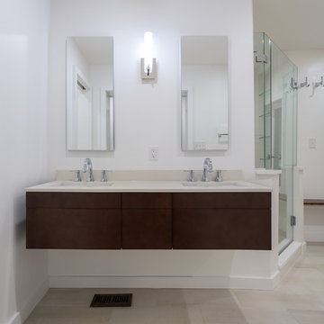 White Linen Quartz Bathroom Countertops