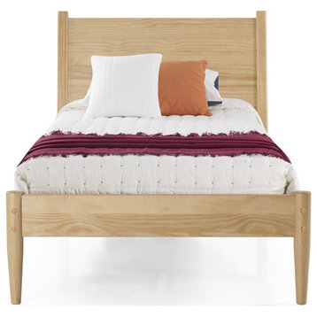 Camaflexi Mid-Century Solid Wood Twin Panel Bed in Scandinavian Oak