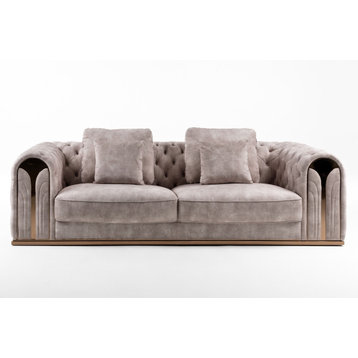 Divani Casa Dosie Transitional Beige Velvet Sofa