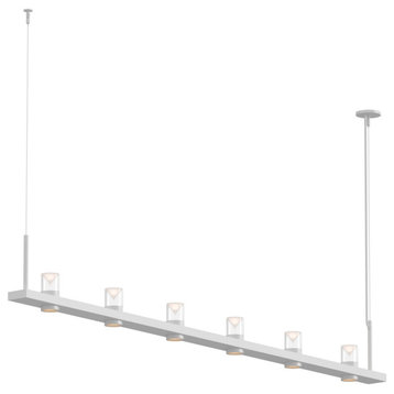 Intervals Linear LED Pendant, White Black, 8', Clear With Cone Uplight Trim