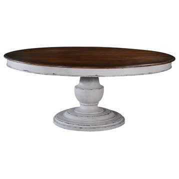 Dining Table Scottsdale Round Wood Antique White Pedestal Rustic