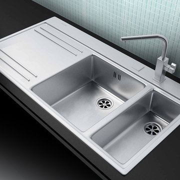 Kitchen Backsplash in Snow Metro Subway 1"x1" Collection