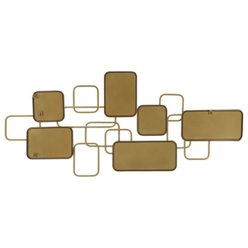 Metal, 46x20 Wall Accent With Mirrors, Gold
