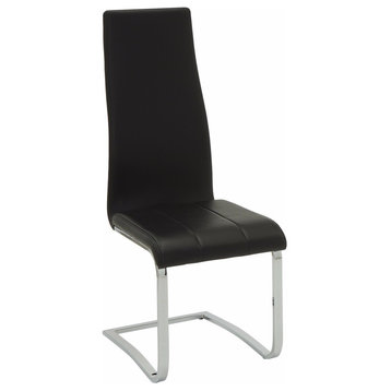 Benzara BM160775 Black Faux Chrome Legs Leather Dining Chair , Set Of 4