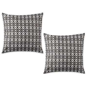 Black Ikat Outdoor Pillow Cover 18x18 (Set of 2)