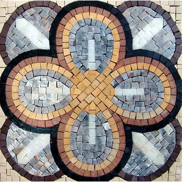 Natural Stone Mosaic, Dreamcatcher Ii, 16"x16"