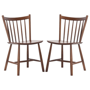 Elite Living Vincent, Set of 2, Solid Wood Dining Chairs, Walnut Brown