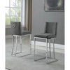 Velvet Counter Height Chairs in Dark Gray Velvet and Silver Chrome (Set of 2)