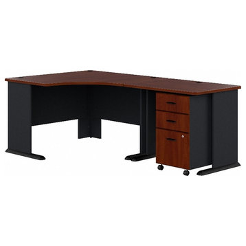 Pemberly Row 83" L Shaped Excecutive Desk in Hansen Cherry - Engineered Wood