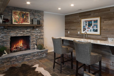 Inspiration for a rustic basement remodel in Other