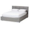 Sophie Modern and Contemporary Grey Fabric Upholstered Queen Size Platform Bed