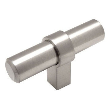 Cosmas 161 Series Solid Metal Satin Nickel European Bar Pulls, T-Bar Knob