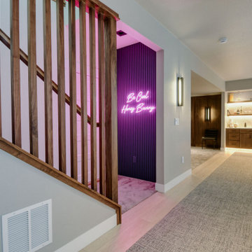 Luxury Basement Remodel | Custom Media Lounge, Wet Bar & Spa Bathroom
