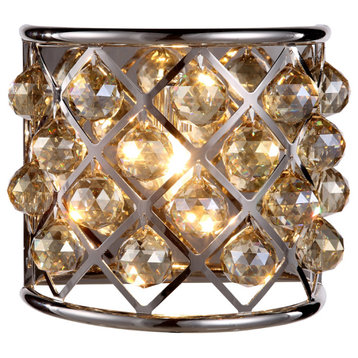 Madison 1 Light Wall Sconce in Polished Nickel with (Smoky) Royal Cut Crystal