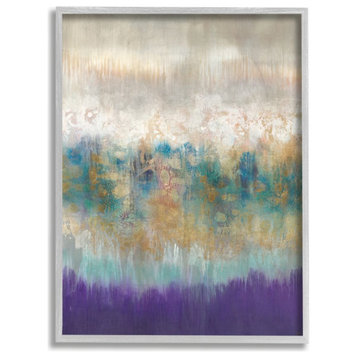 Elegant Purple Grey Gold Brush Stroke Abstract Painting,1pc, each 16 x 20