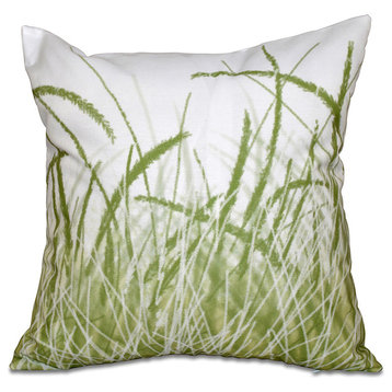 Sea Grass 1, Floral Print Pillow, Green, 18"x18"