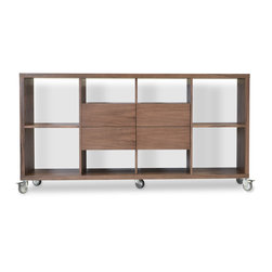 Malta Bookcase Drawers- Walnut (4) - Bookcases