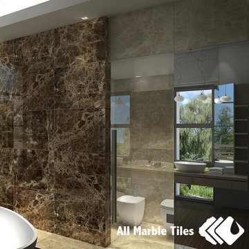 Bathroom design with Dark emperor and light emperador tile from allmarbletiles.c