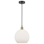 Innovations Lighting - Innovations Athens 1-Light 12" Mini Pendant, Black Brass/White - Innovation at its finest and a true game changer. Edison marries the best of our Franklin and Ballston collections to give you versatility of design and uncompromising construction. Edison fixtures are industrial-inspired that can be customized with glass or metal shades from both the Franklin and Ballston collections.