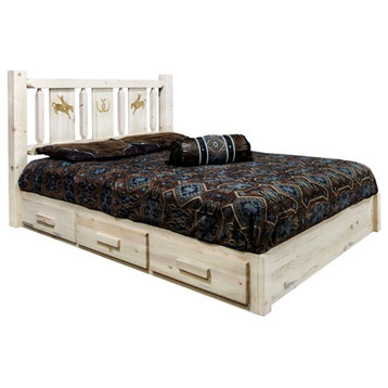 Montana Woodworks Homestead 91" Wood King Platform Bed with Storage in Natural