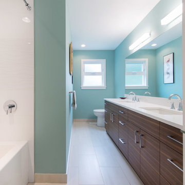 Outdated Alpine to Modern Living with a Vaulted Ceiling