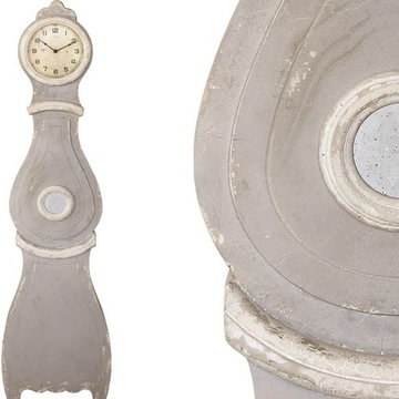 HUGE Distressed Mora Clock - Grey & White