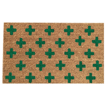 Hand Painted "Swiss Cross" Doormat, Kelly Green