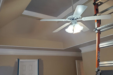 Inspiration for a master tray ceiling bedroom remodel in Atlanta