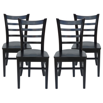 Wagner Rubberwood Dining Chairs, Set of 4, Matte Black