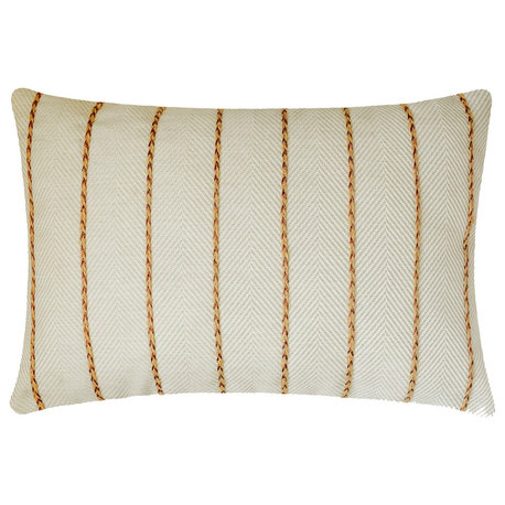 Luxury Beige Jute 12"x16" Lumbar Pillow Cover Chevron Jute Lace - Chevron Strike