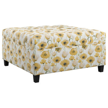Storage Ottoman with Durable Upholstery And Wood Legs