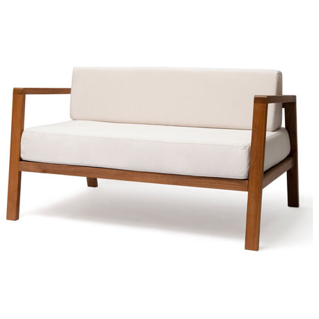 Blinde™ Sit L52 Modern Loveseat - Teak Outdoor Seating, Canvas