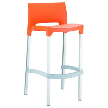 Gio Indoor/Outdoor Stacking Barstool Set Of 2, Orange