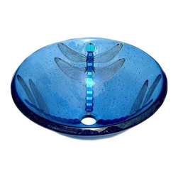 Mark Ditzler - Glass Bathroom Sink | Blue Dragonfly - Bathroom Sinks