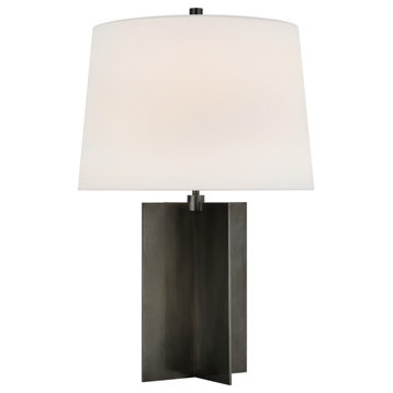 Costes Medium Table Lamp in Bronze with Linen Shade