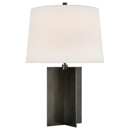 Costes Medium Table Lamp in Bronze with Linen Shade