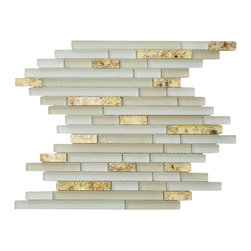 Matte White & Glossy Golden Sea Shells Glass Mosaic Tiles (Random Pattern) - Home Accessories & Decor