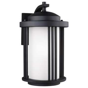 Sea Gull Lighting 8747901-12 Crowell Medium One Light Outdoor Wall Lantern-Black