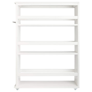 Slim Rolling Storage Cart -4 Tier Utility Cart With Handle and Wheels, White