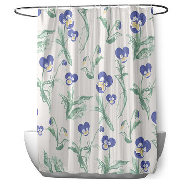 70"Wx73"L Bunch of Pansies Shower Curtain, Purple