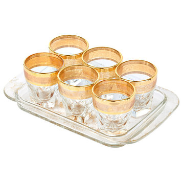 Tray Set 7 Piece Shots with Tray Amber Color