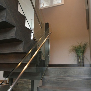 Stairs with glass railings