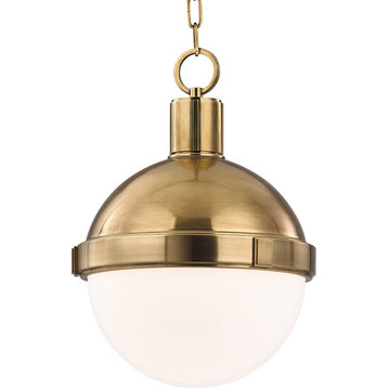 Lambert 1 Light Pendant, Aged Brass, Medium